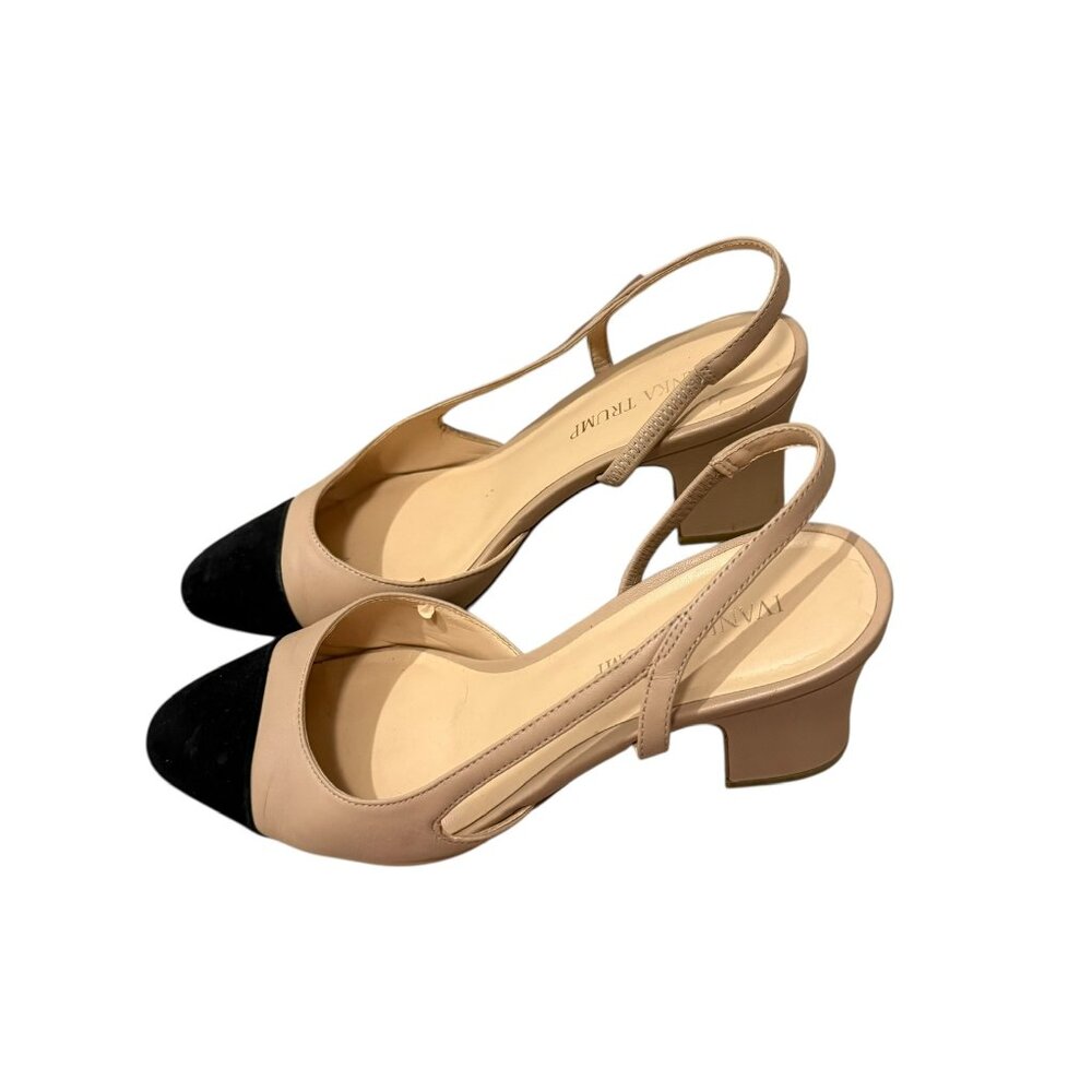 Womens Ivanka Trump Liah Slingback D'Orsay Heels, Beige Cap Toe 7.5 3" heel - Picture 7 of 9